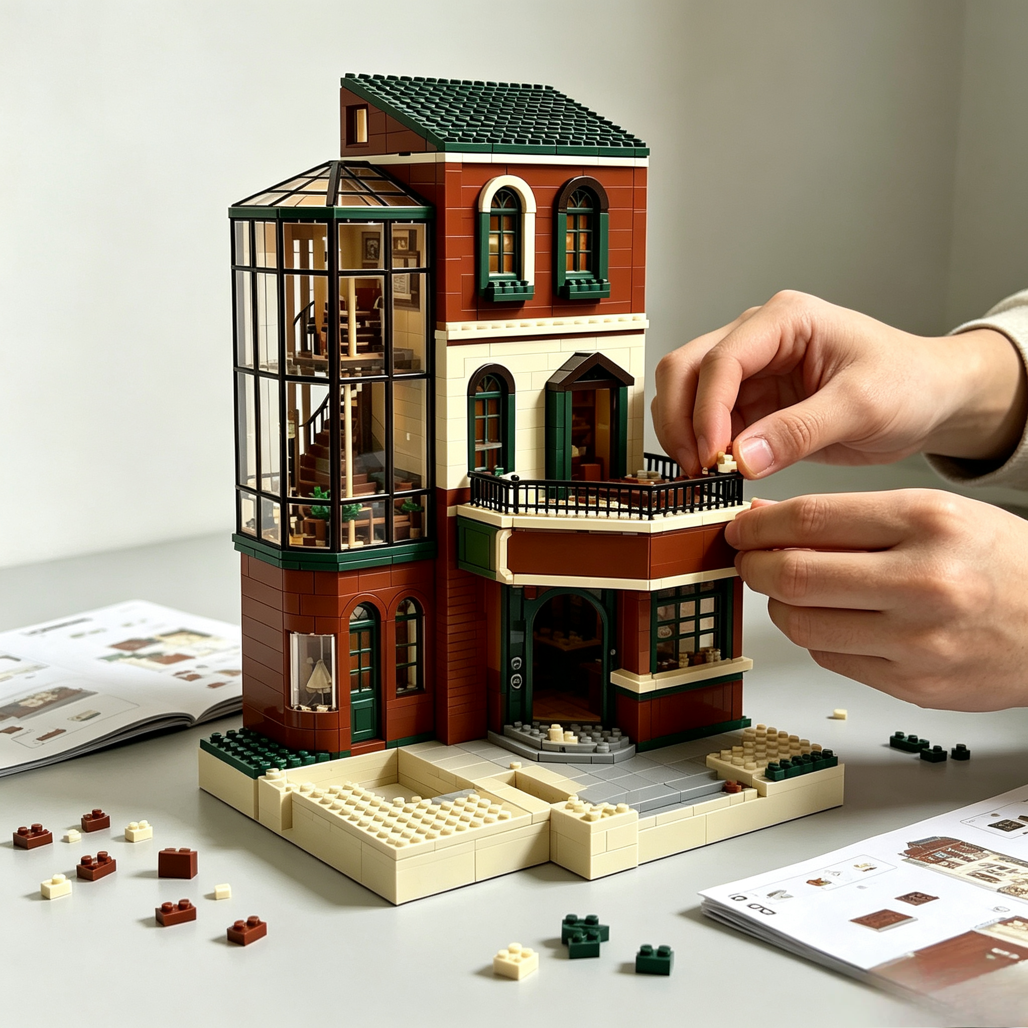Vintage Coffee Shop Street View Building Set