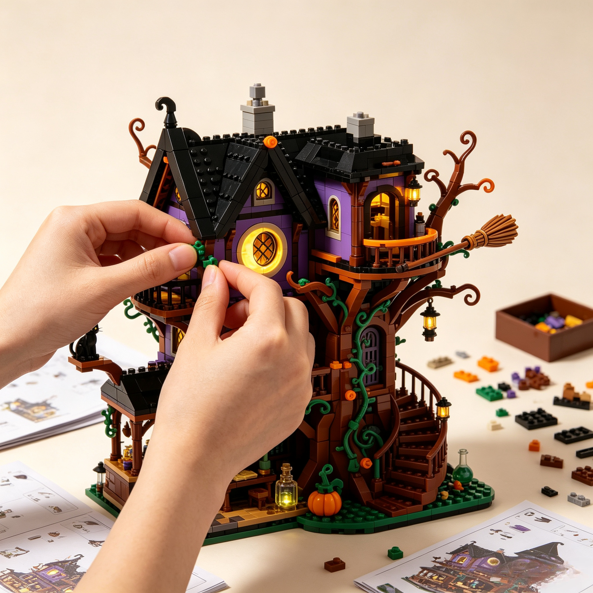 Halloween Witch Tree House Building Set