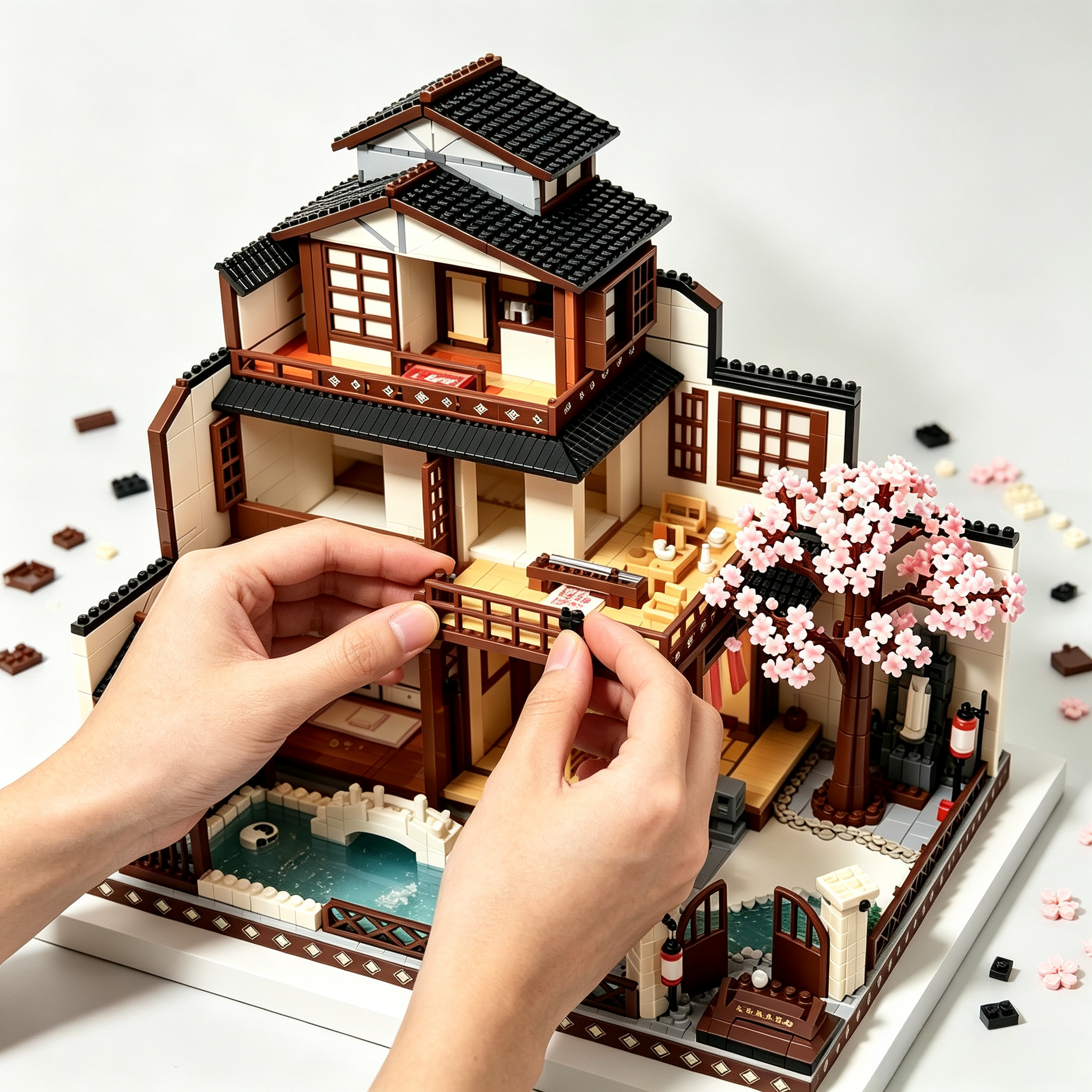 Japanese Machiya Courtyard Building Set