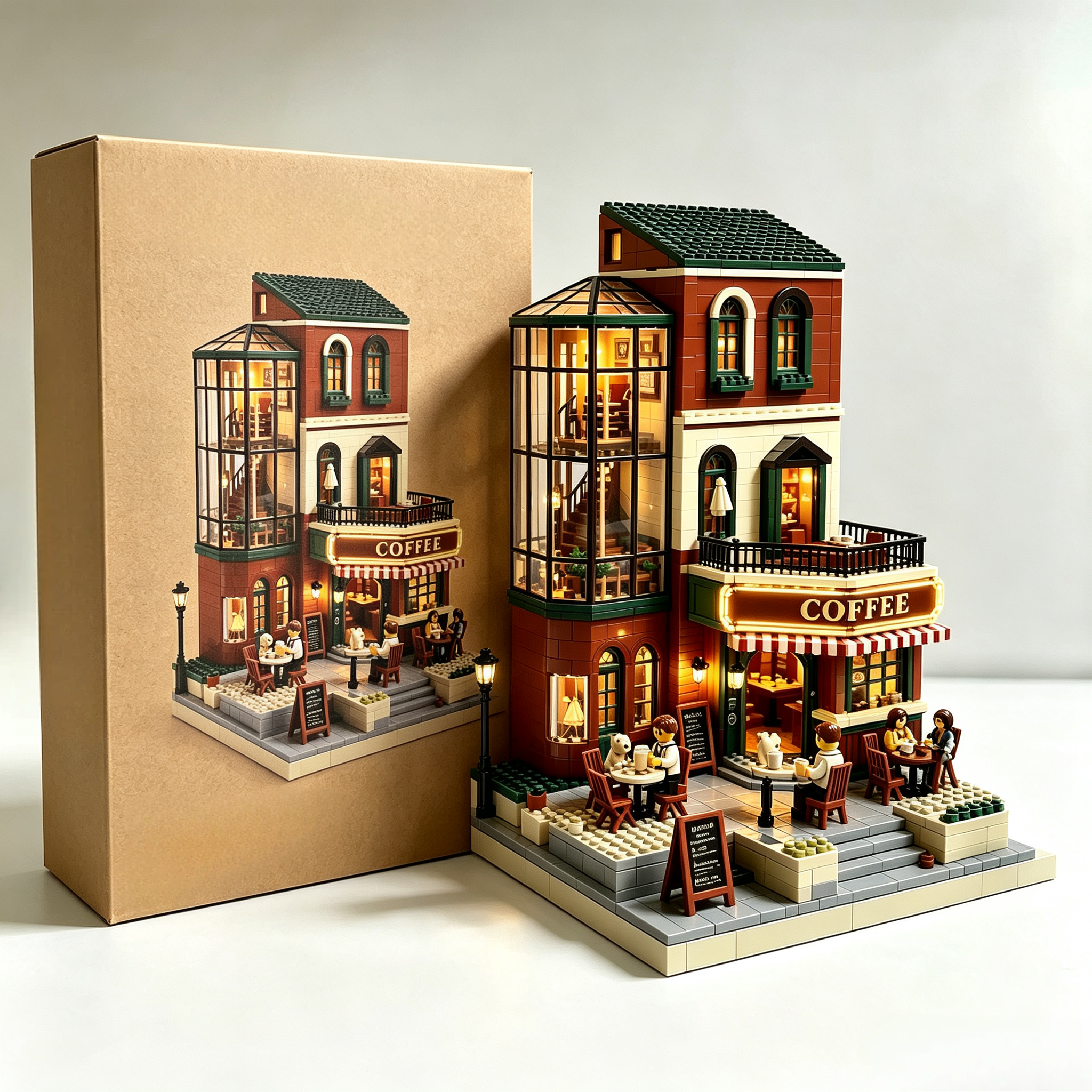 Vintage Coffee Shop Street View Building Set