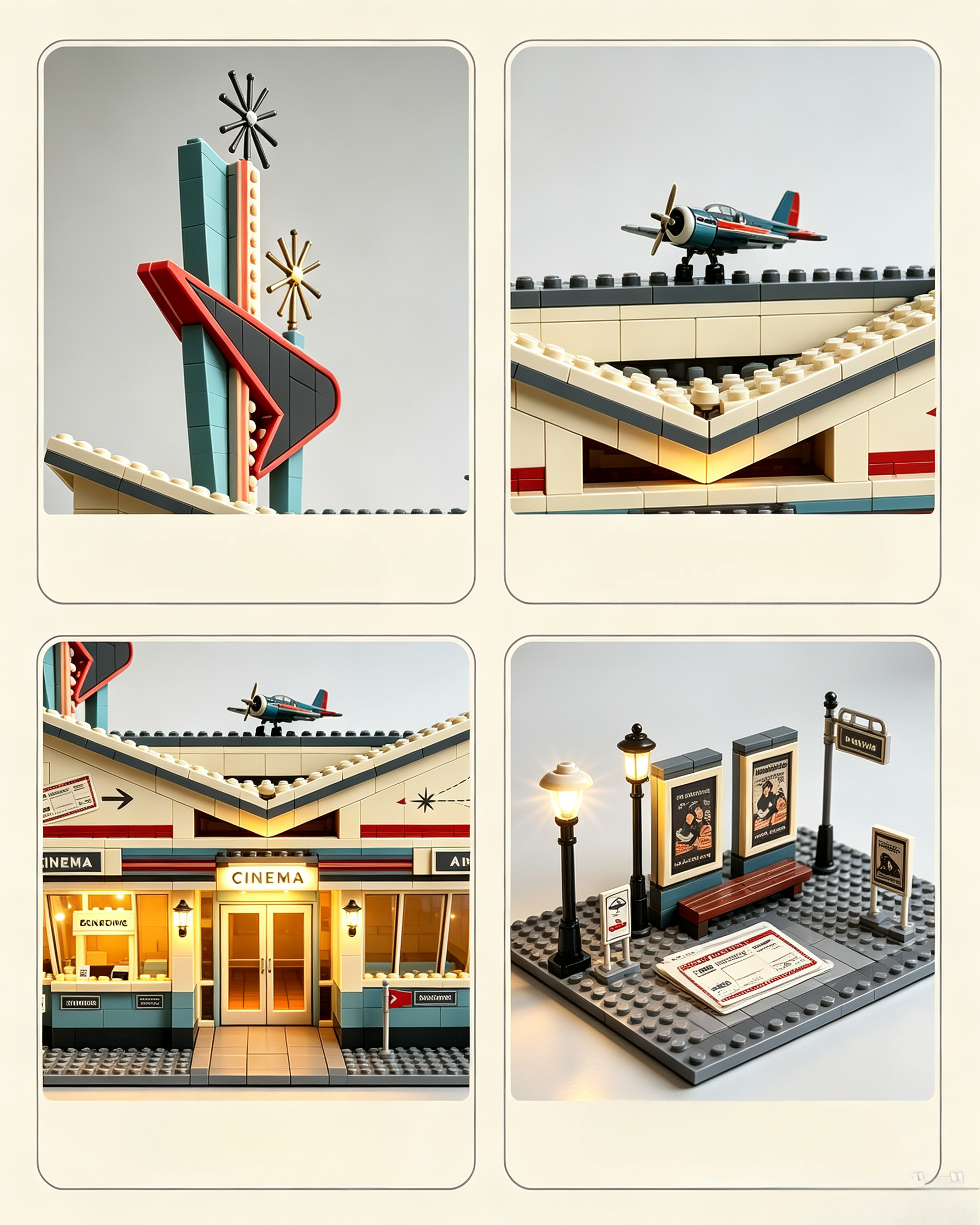 Retro Jet‑Age Flight Cinema Building Set
