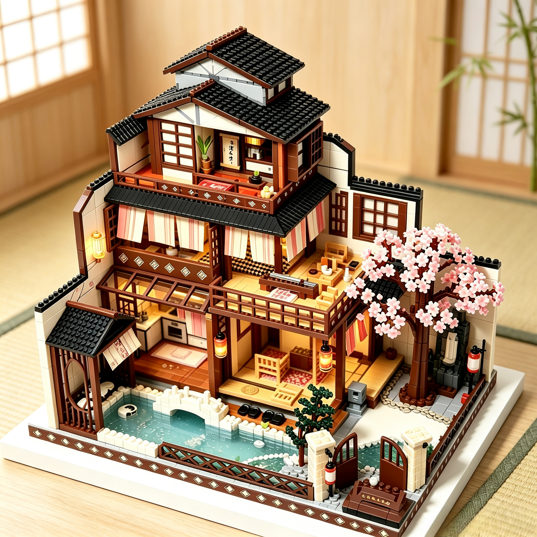 Japanese Machiya Courtyard Building Set