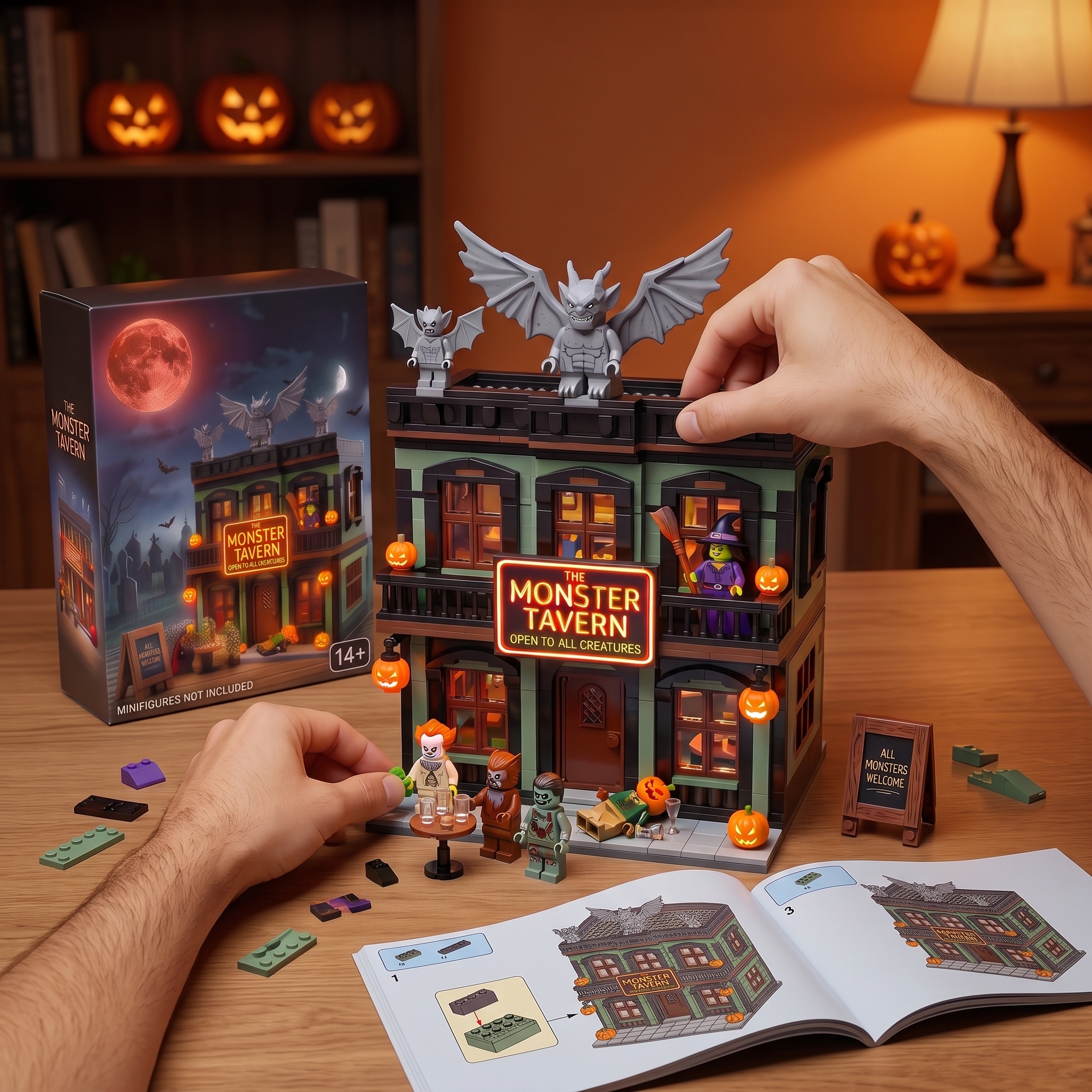 Halloween Spooky Series: The Monster Tavern Light-Up Building Block Set