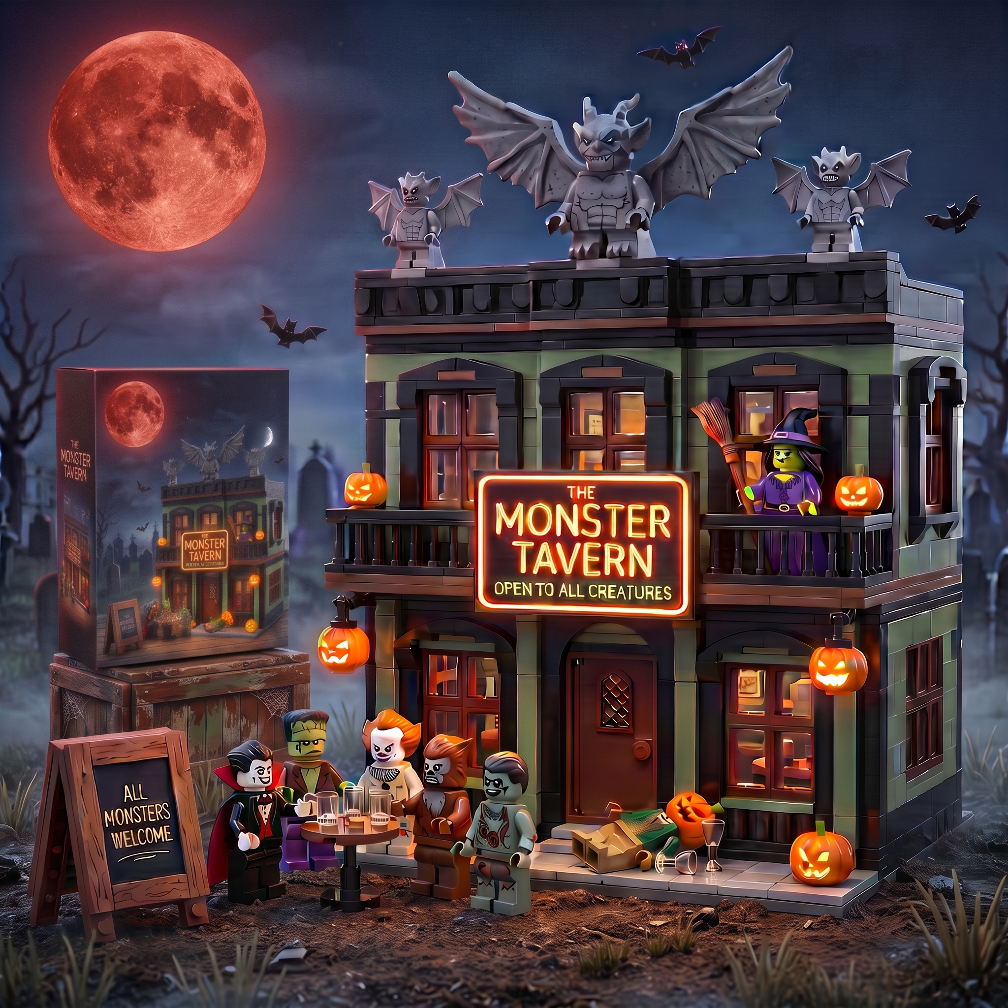 Halloween Spooky Series: The Monster Tavern Light-Up Building Block Set