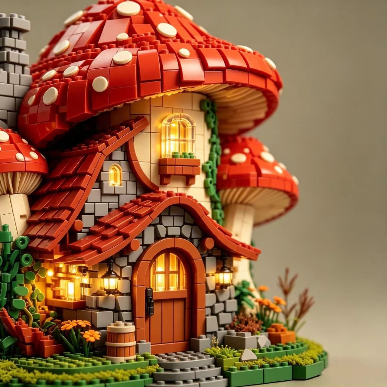 Mushroom‑Haven Cottage Building Blocks Set
