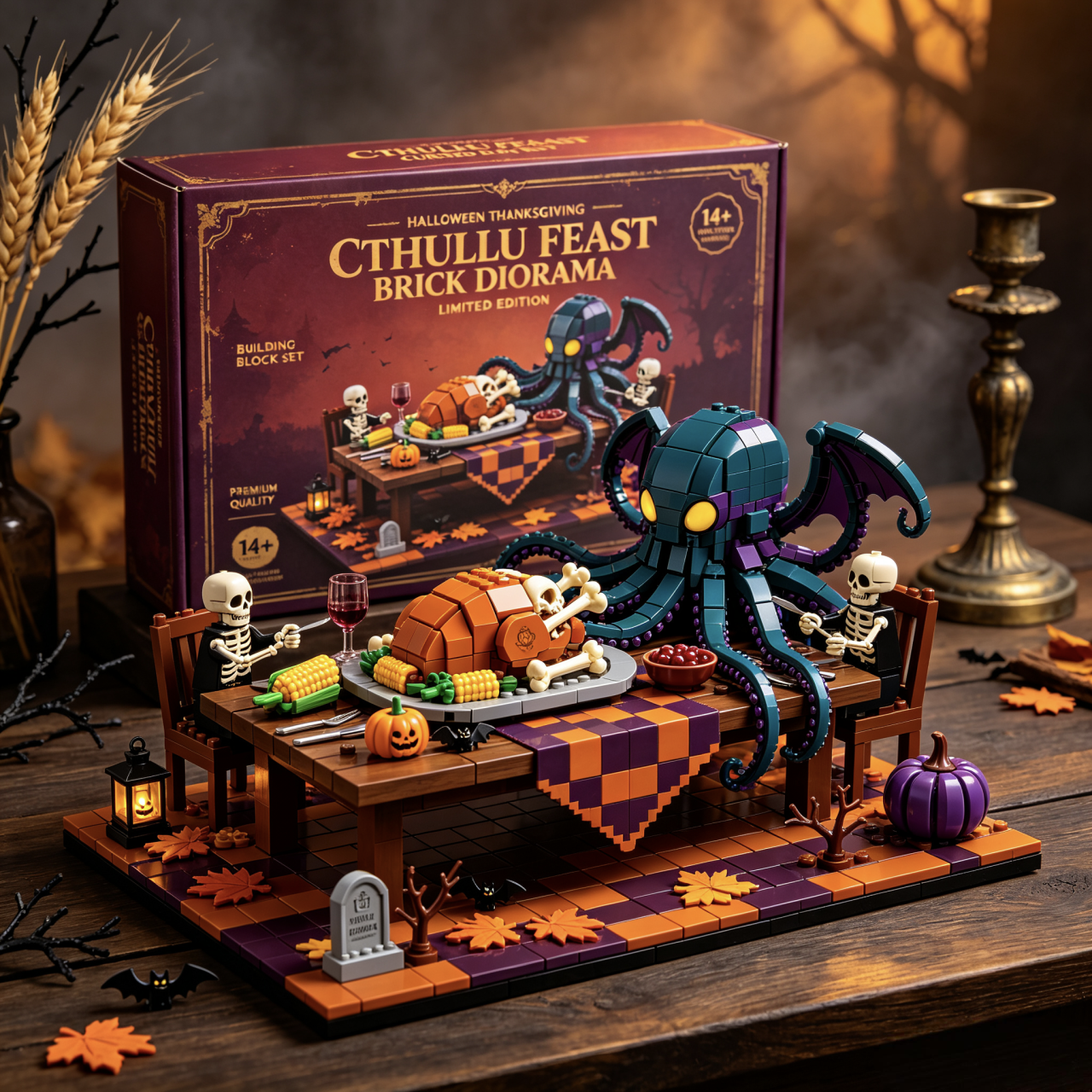 Cthulhu Feast Diorama Halloween‑Thanksgiving Themed Build‑up Decor