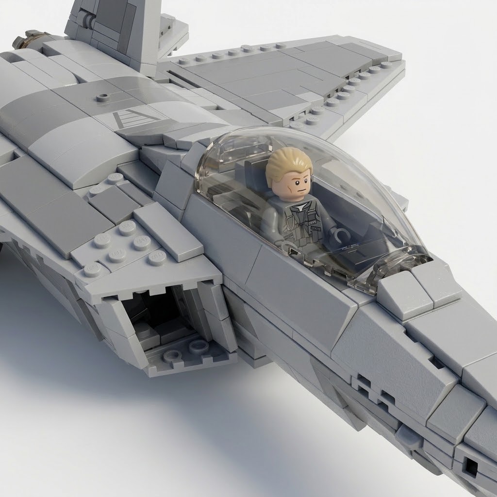 Advanced F-22 Raptor Stealth Fighter Jet Building Block Model - 1258 Pieces