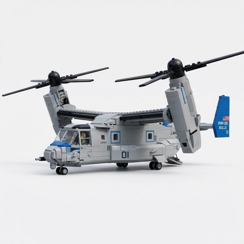 Military Series V-22 Osprey Tiltrotor Aircraft Building Block Set - 1852 PCS