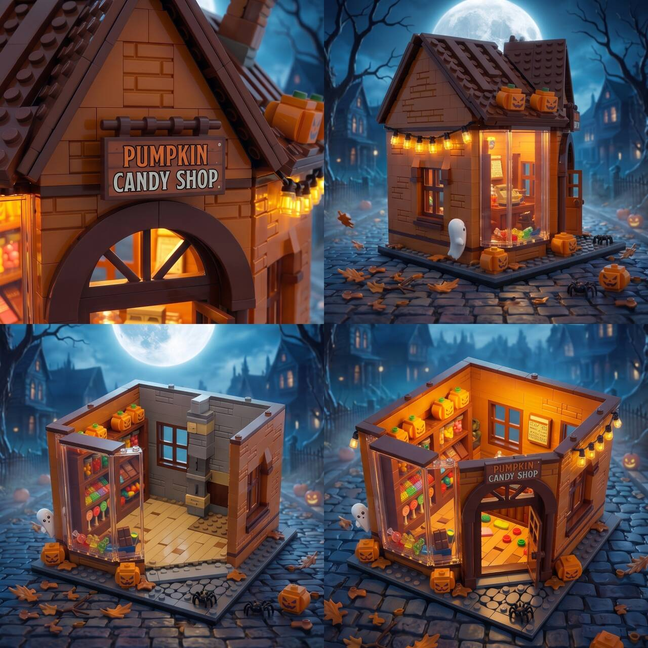Halloween Pumpkin Candy Shop Themed Decor, Dark‑atmosphere Hut Set