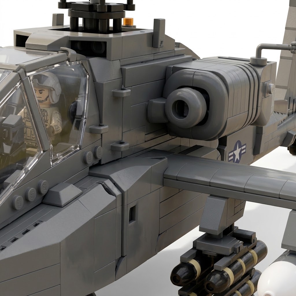 Premium Military Series: AH-64 Apache Attack Helicopter Building Block Set - 1024 Pcs