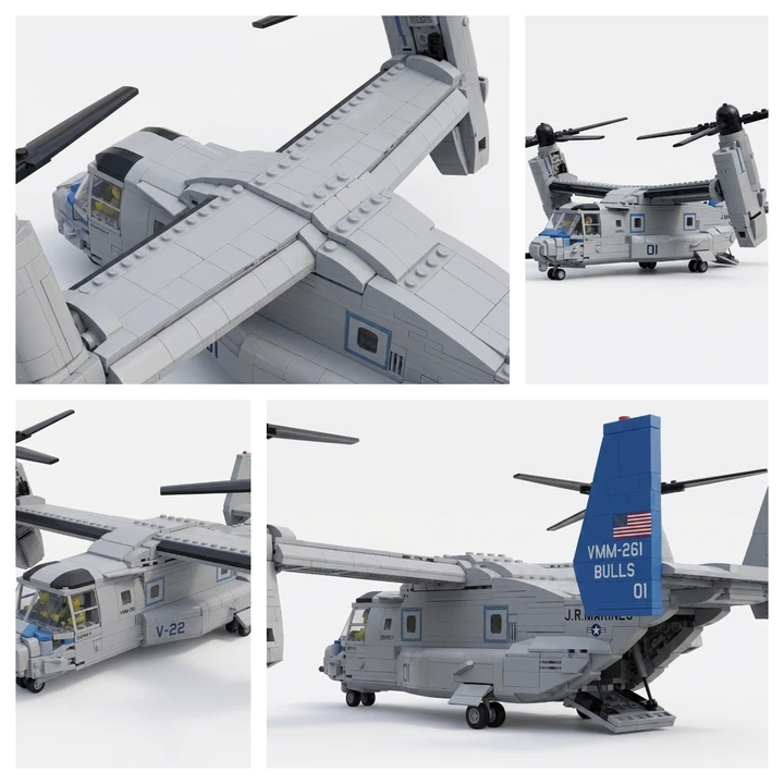 Military Series V-22 Osprey Tiltrotor Aircraft Building Block Set - 1852 PCS