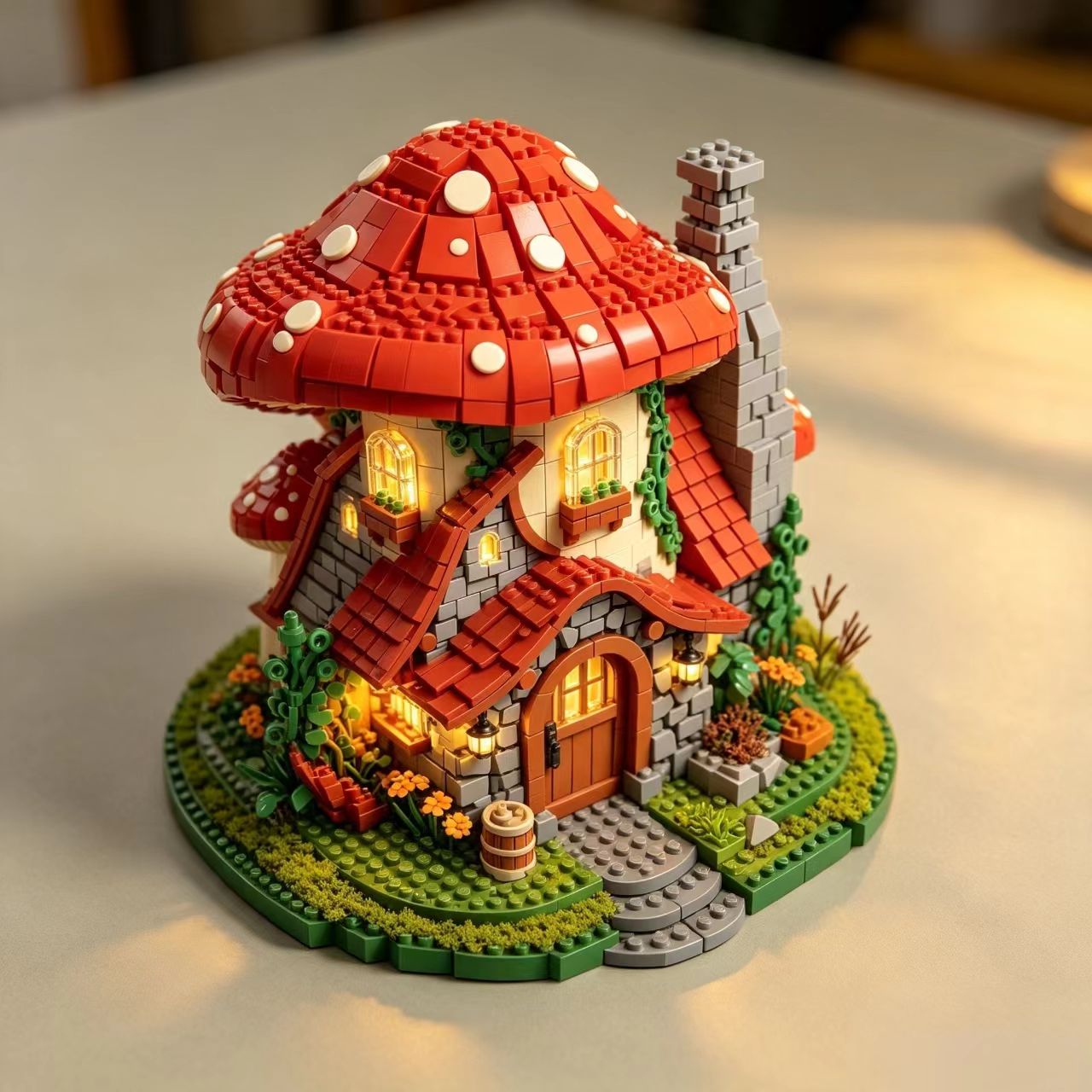 Mushroom‑Haven Cottage Building Blocks Set