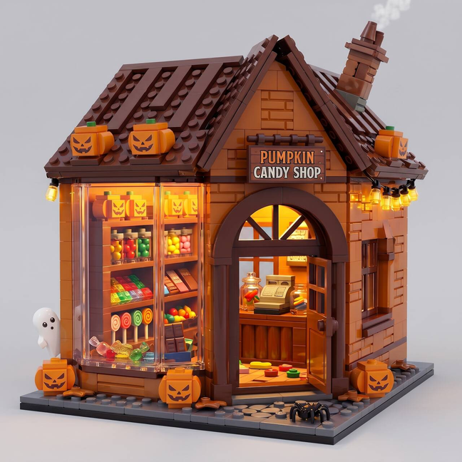 Halloween Pumpkin Candy Shop Themed Decor, Dark‑atmosphere Hut Set
