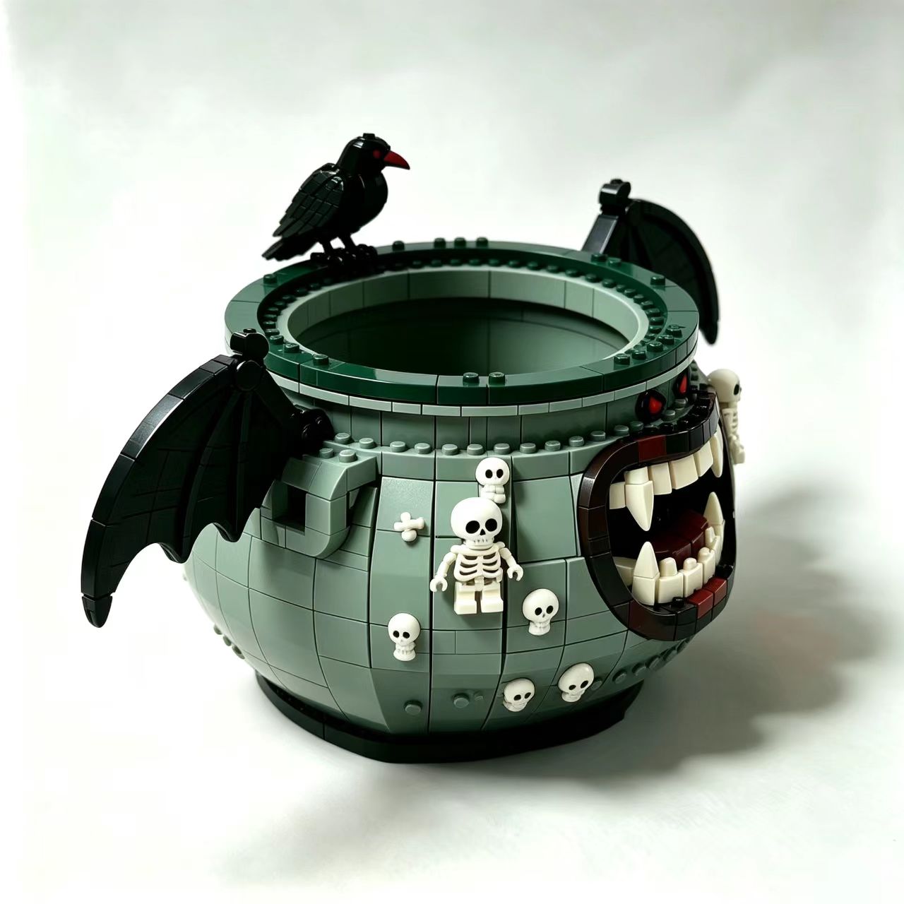 Demon Cauldron Halloween Candy Bowl Building Set