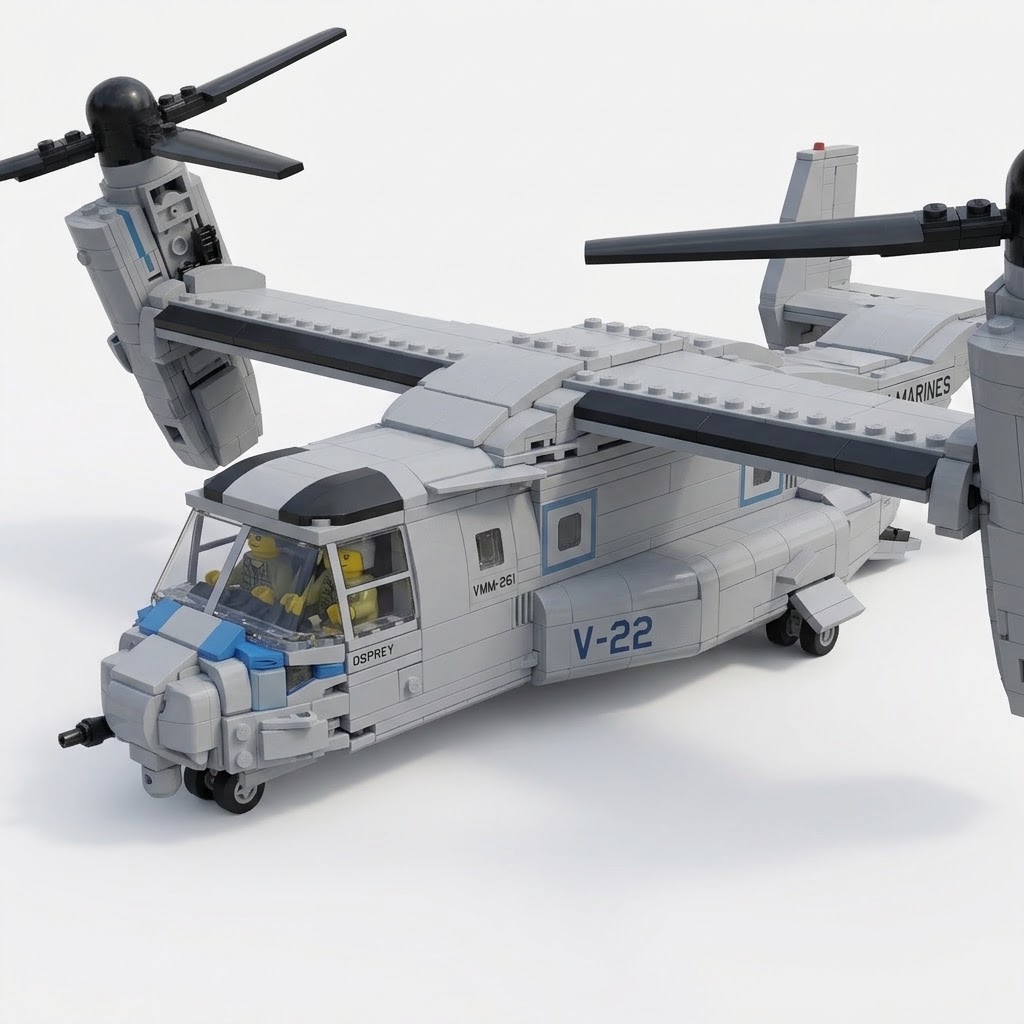 Military Series V-22 Osprey Tiltrotor Aircraft Building Block Set - 1852 PCS