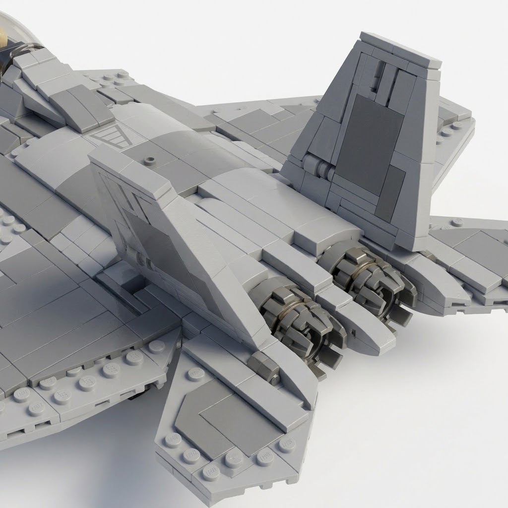 Advanced F-22 Raptor Stealth Fighter Jet Building Block Model - 1258 Pieces