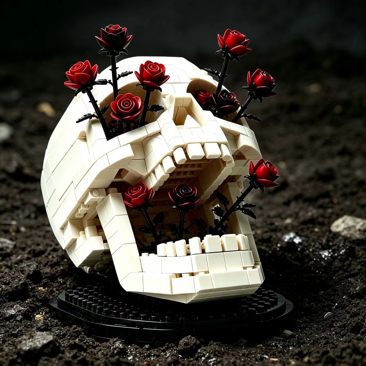 Skull & Red Roses Building Set