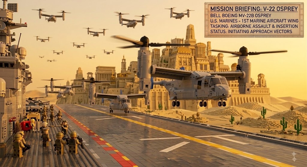 Military Series V-22 Osprey Tiltrotor Aircraft Building Block Set - 1852 PCS