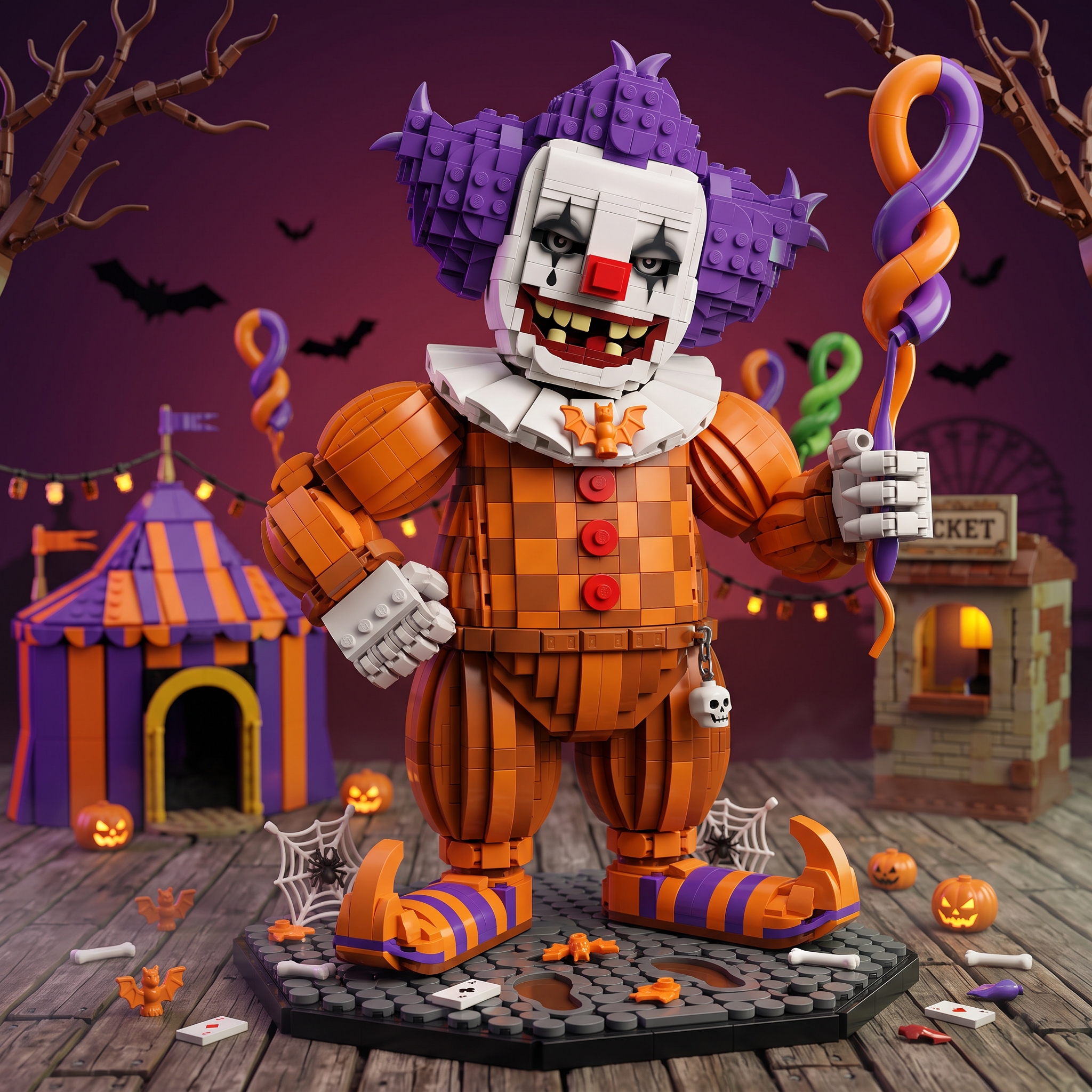 Sinister Circus Clown Statue — Halloween Limited Edition Building Block Set
