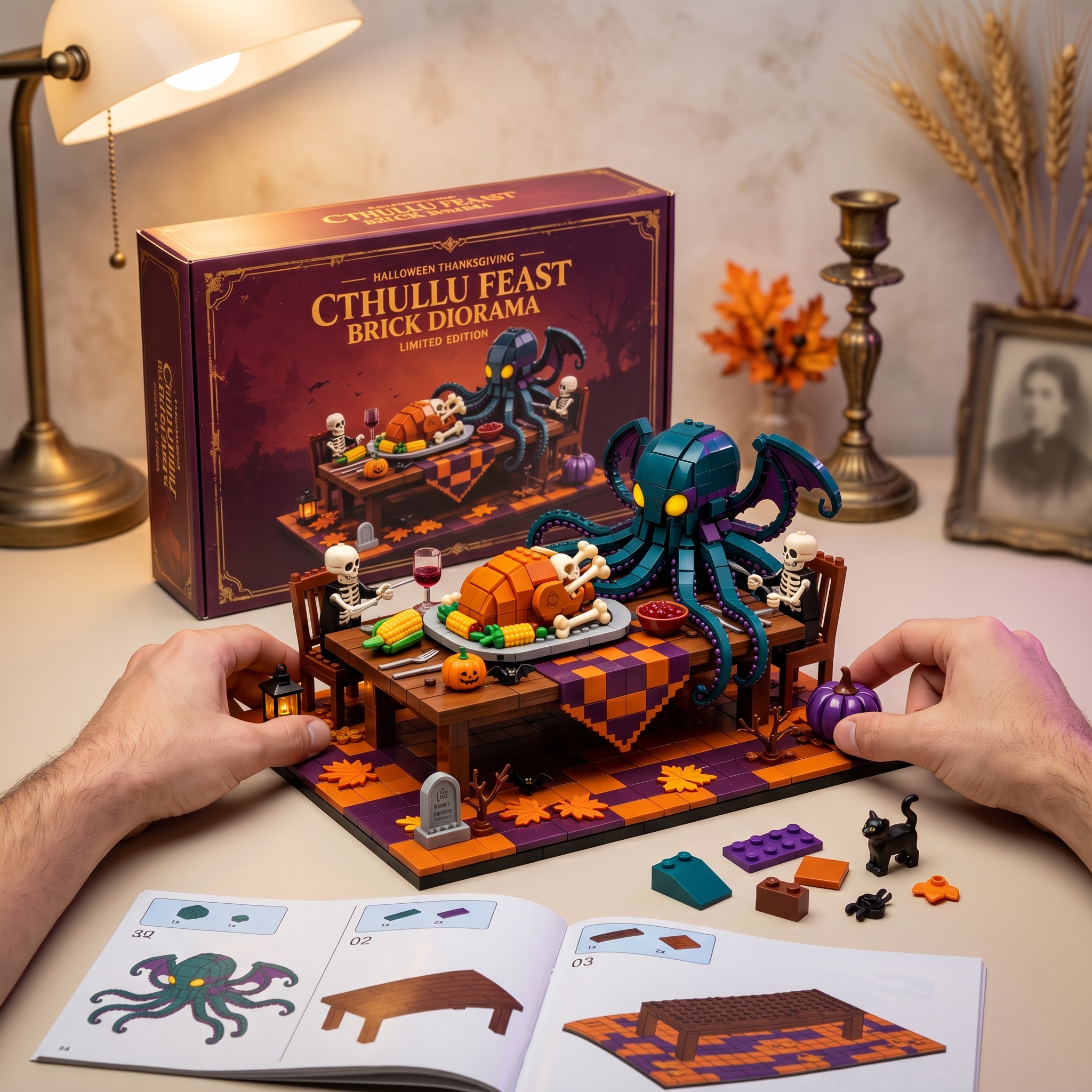 Cthulhu Feast Diorama Halloween‑Thanksgiving Themed Build‑up Decor