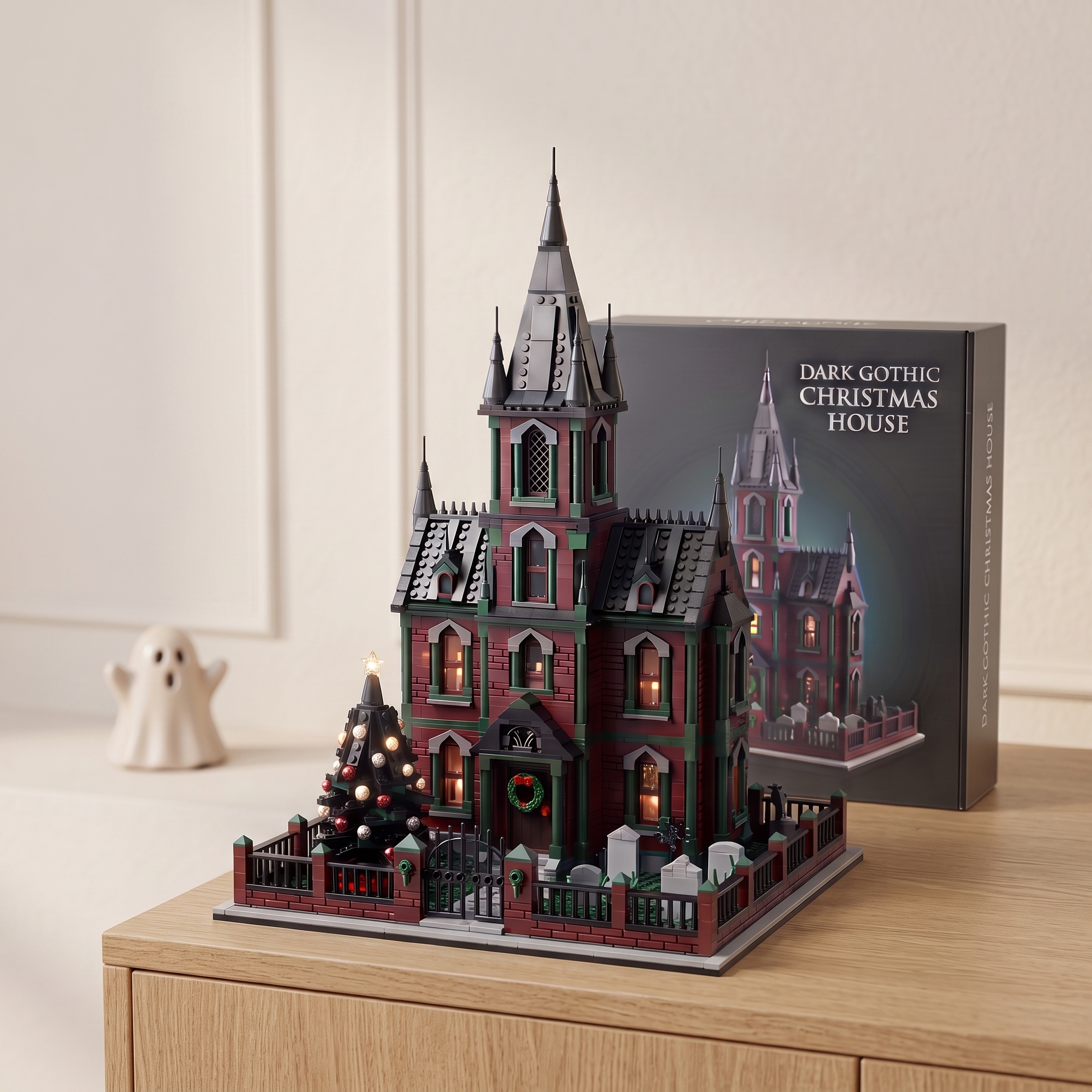 Dark Gothic Christmas House Holiday Scene Collectible Building‑Brick Display