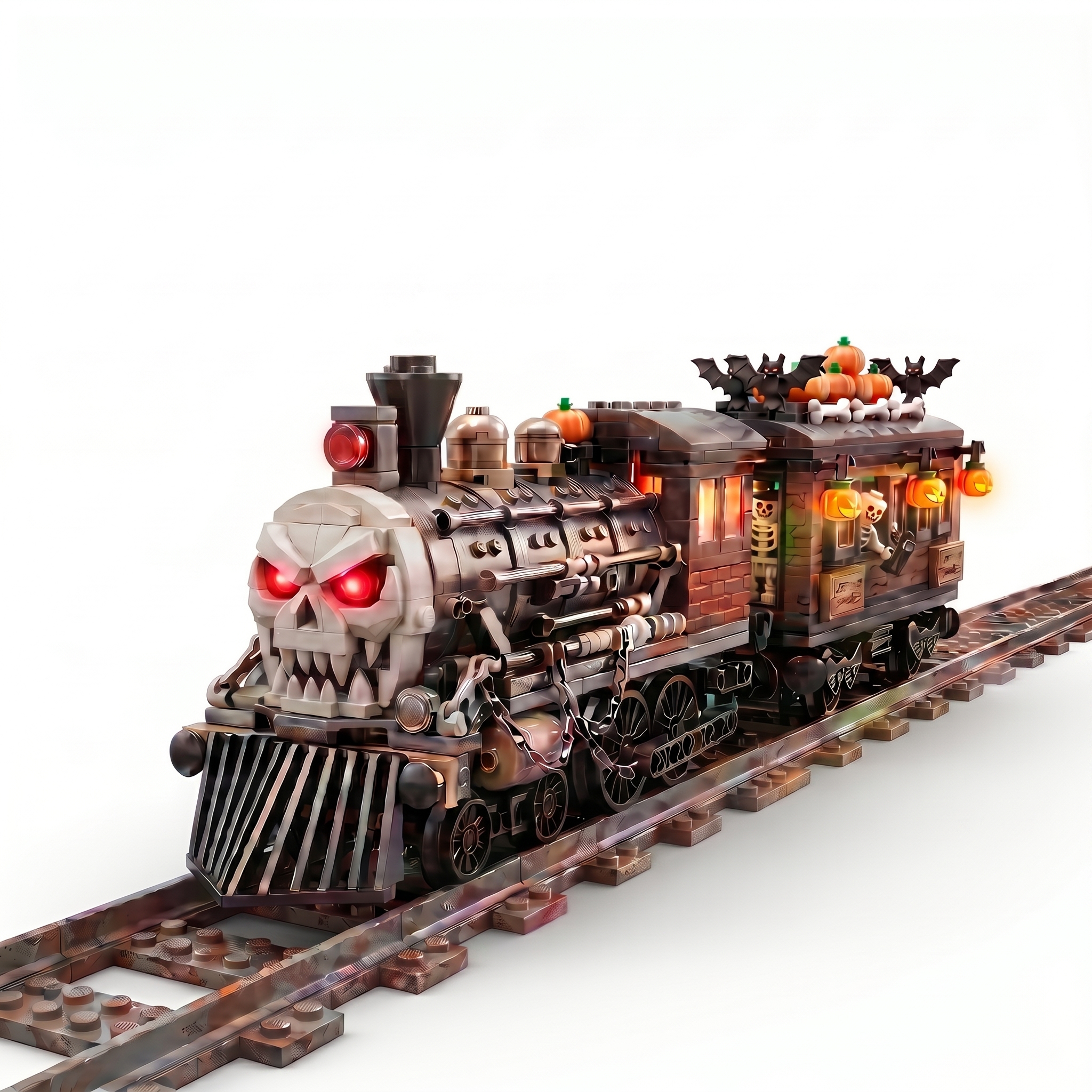 Halloween Skull Ghost Train Building Set