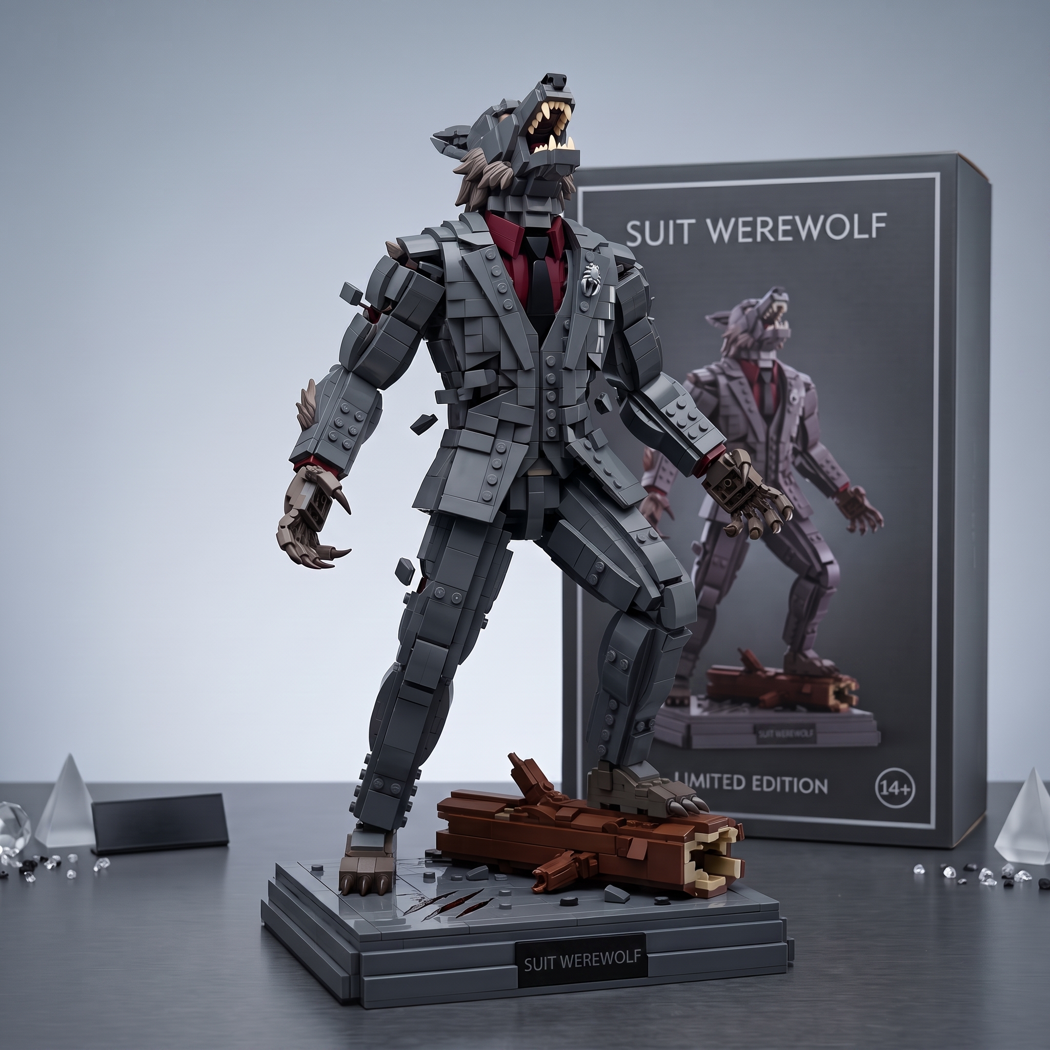 Suit‑Clad Werewolf Dark Halloween Building‑Brick Collectible Figure