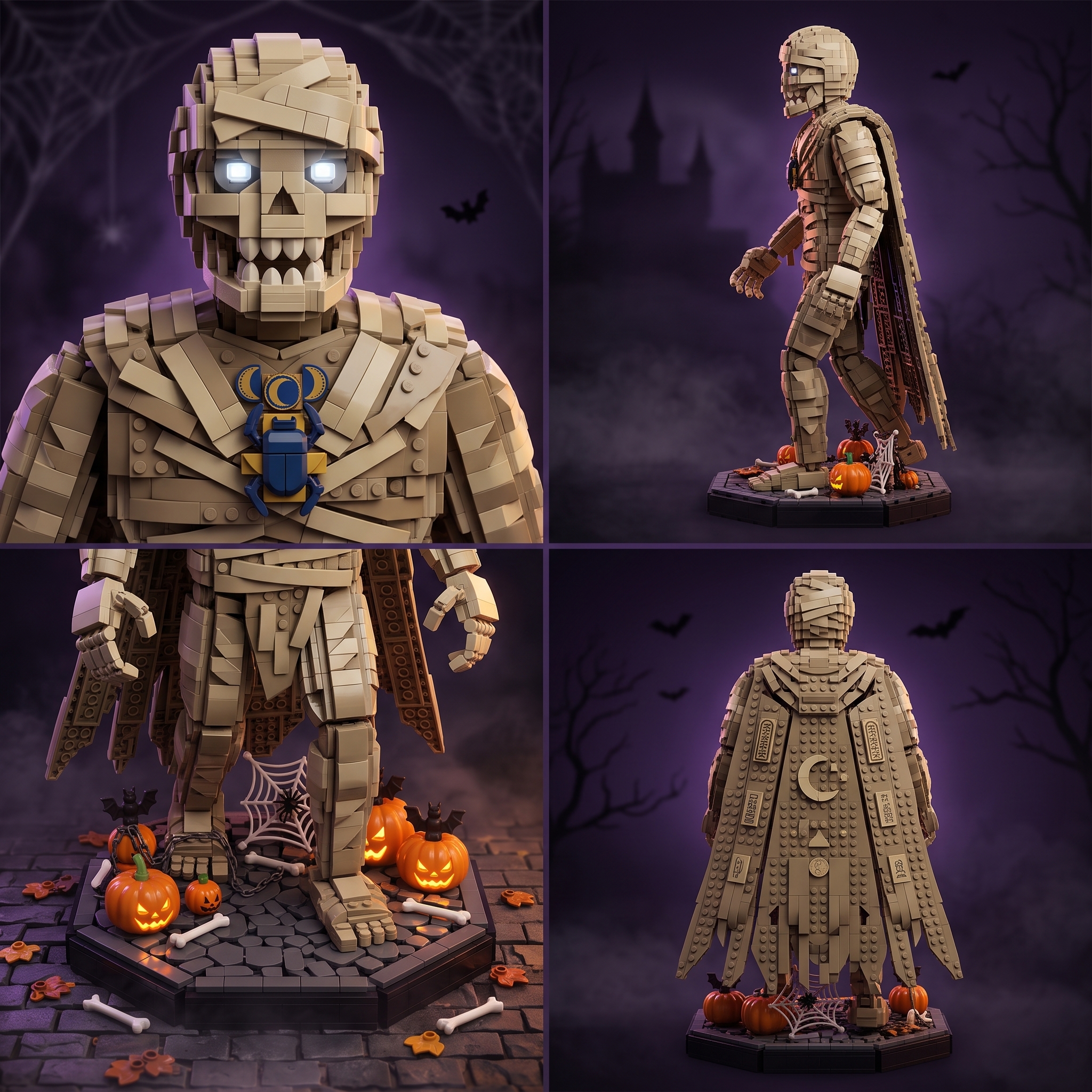 Halloween Egyptian Mummy Building‑Brick Decor, Dark Retro Collectible Buildable Model