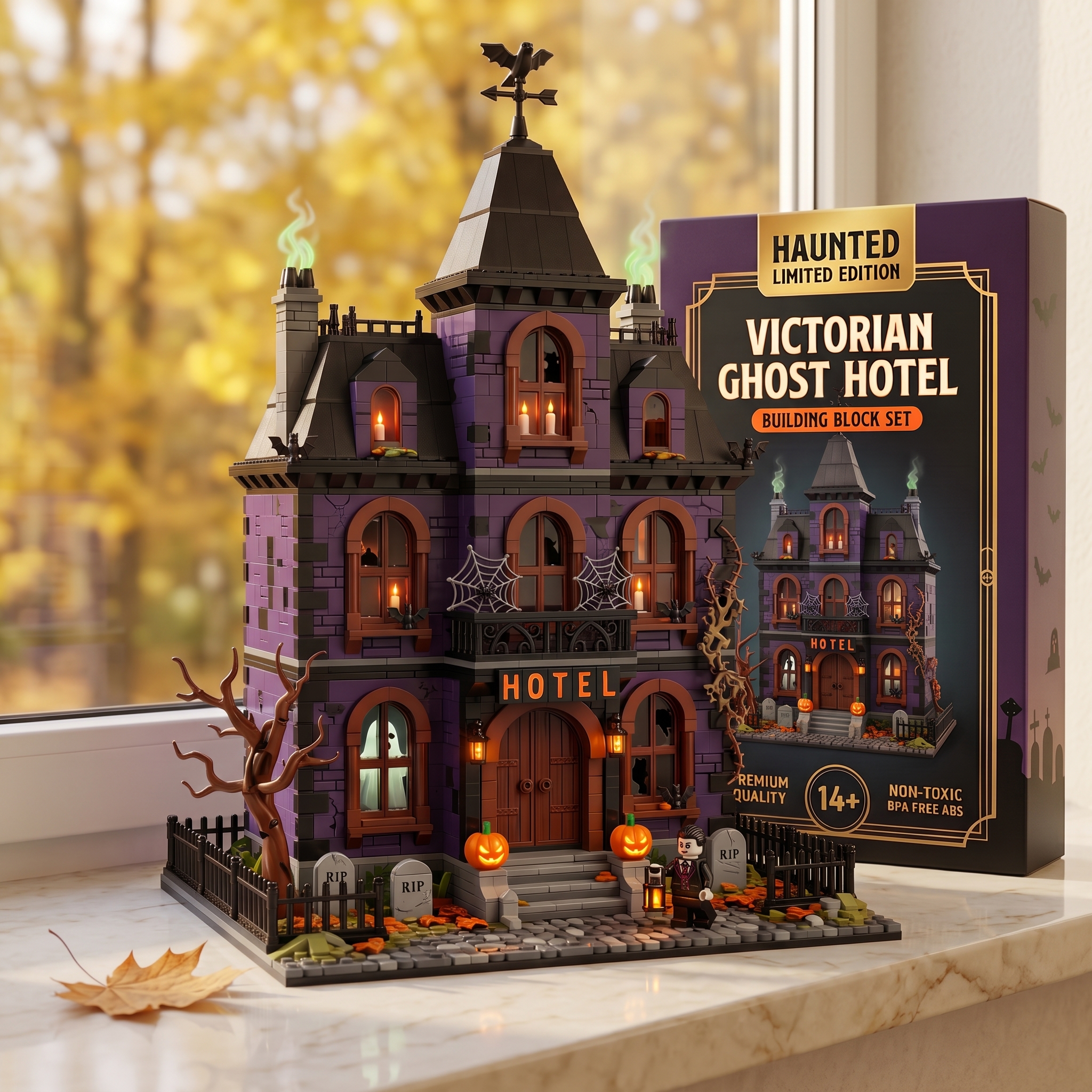 Victorian Ghost Hotel Halloween Dark‑themed Build‑up Decor