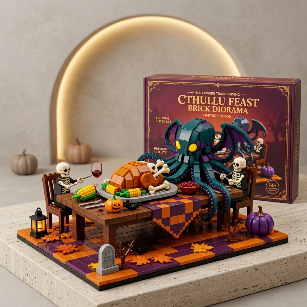 Cthulhu Feast Diorama Halloween‑Thanksgiving Themed Build‑up Decor