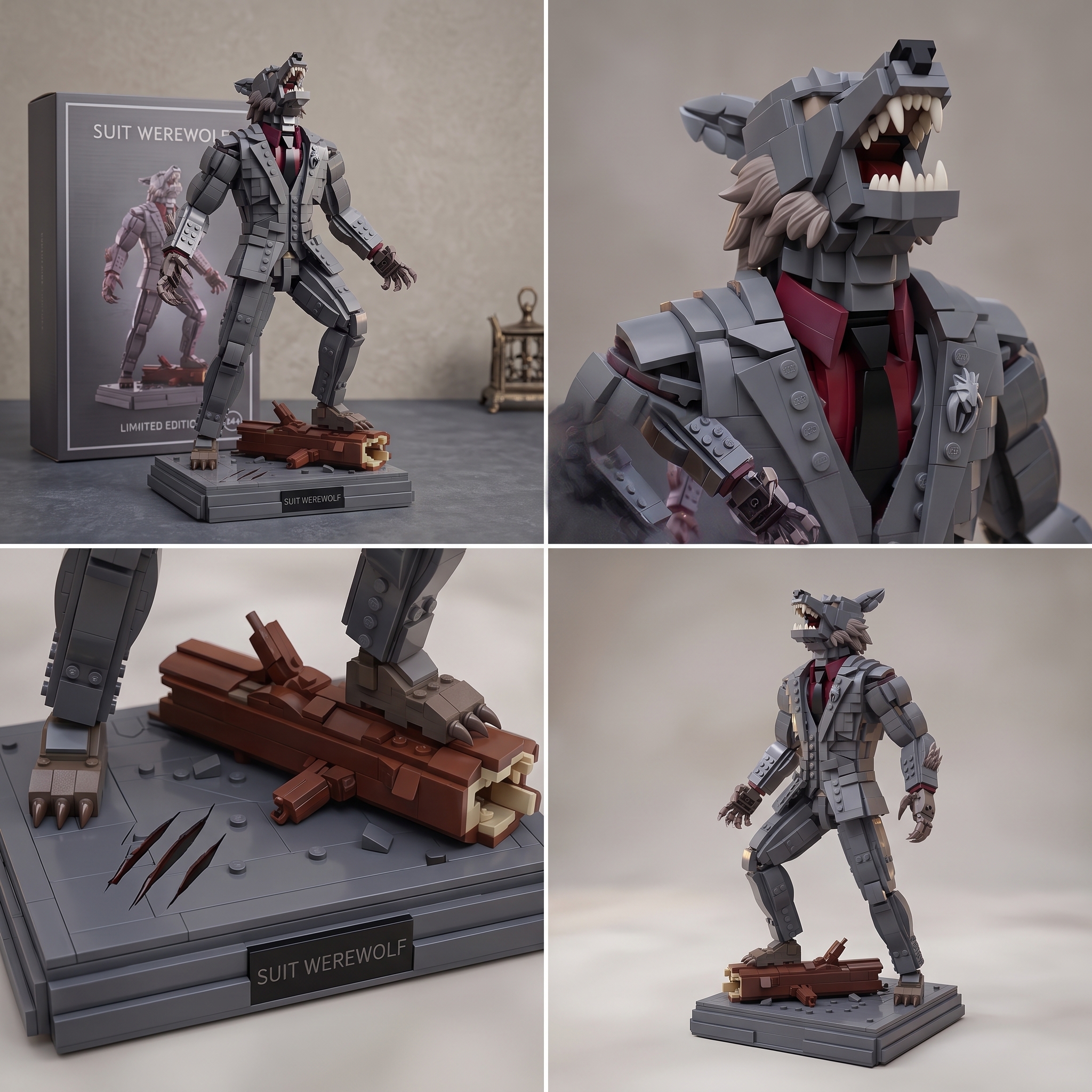 Suit‑Clad Werewolf Dark Halloween Building‑Brick Collectible Figure