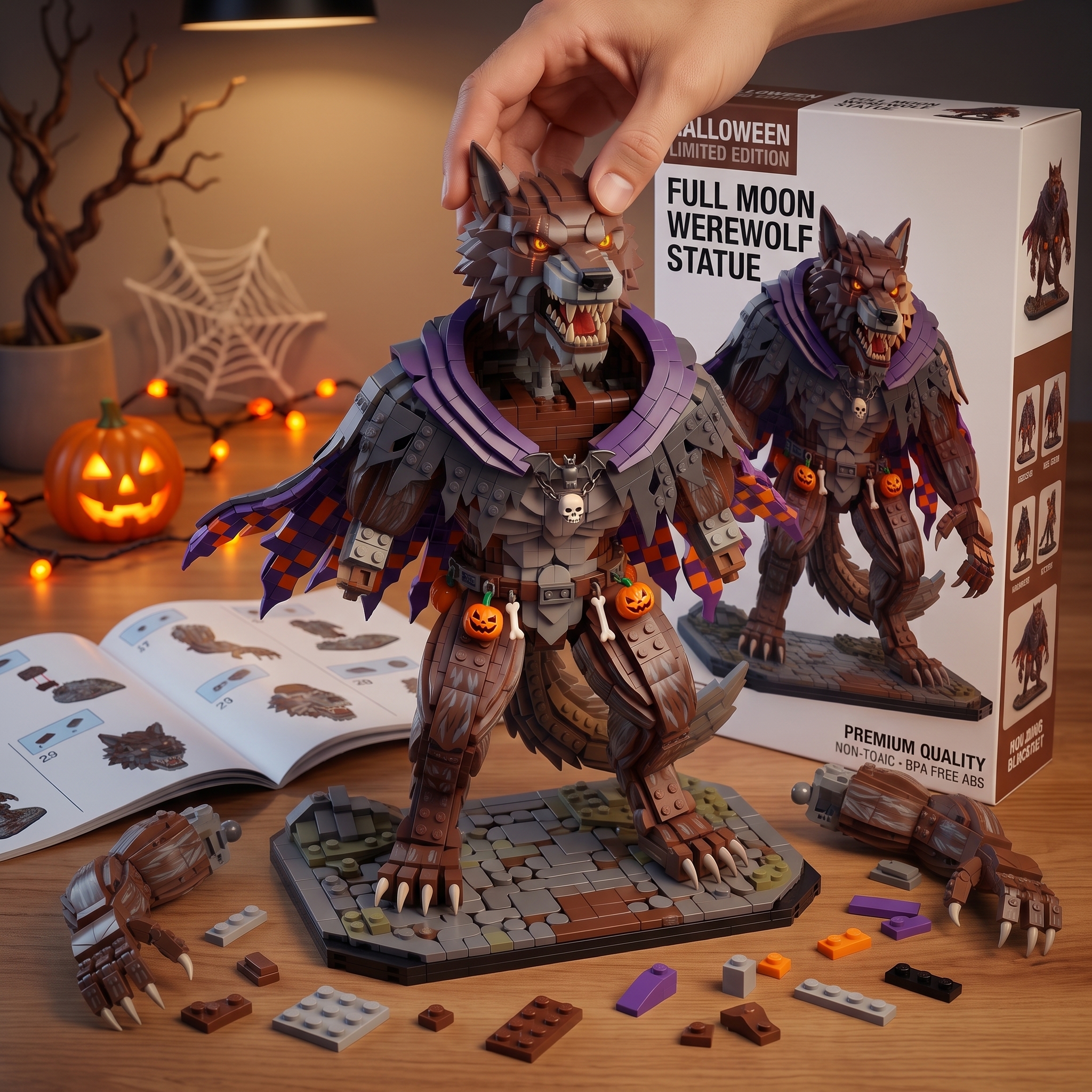 Full Moon Werewolf Statue — Halloween Limited Edition Building Block Set