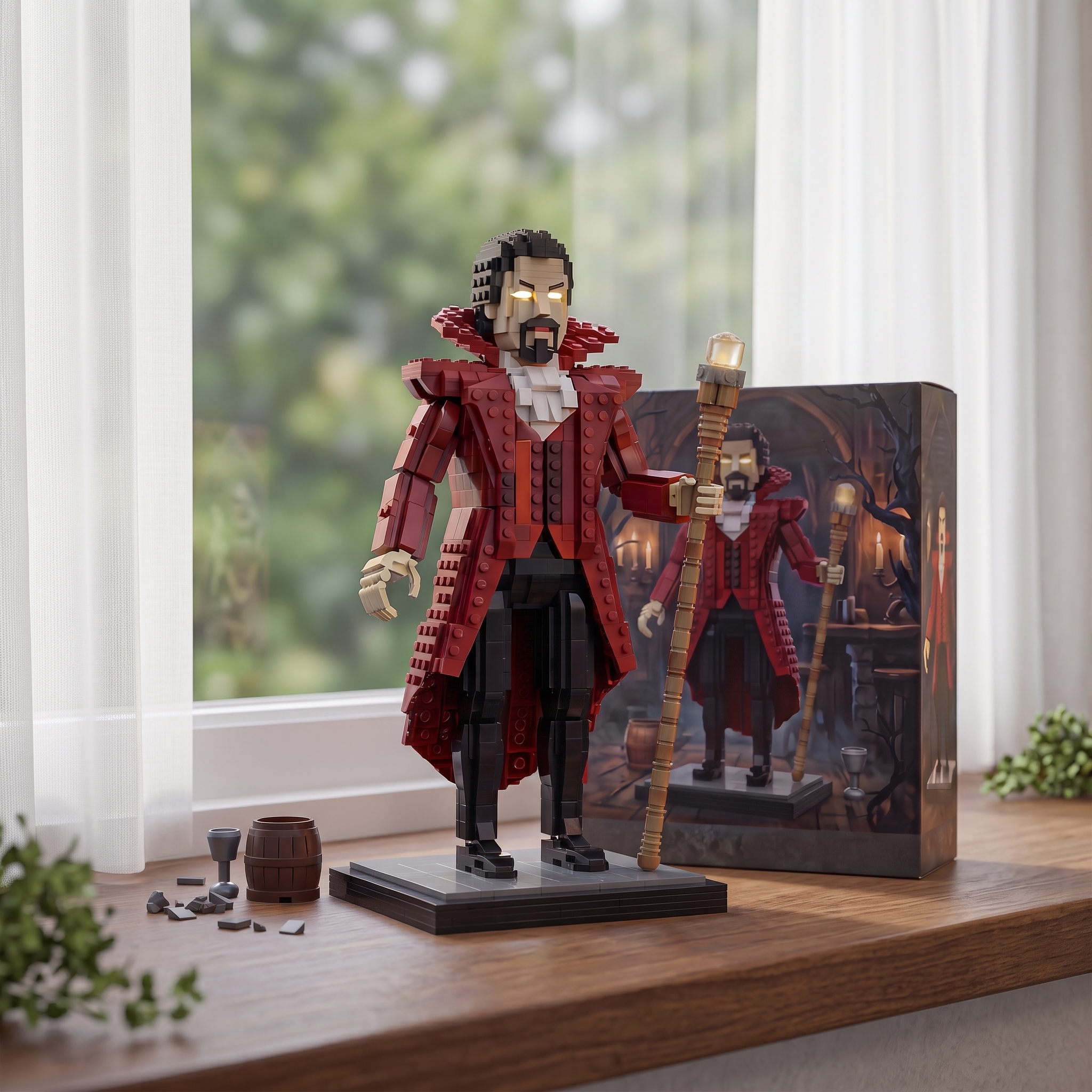 Retro Gothic Vampire Count Building‑Brick Statue Collectible Display Piece