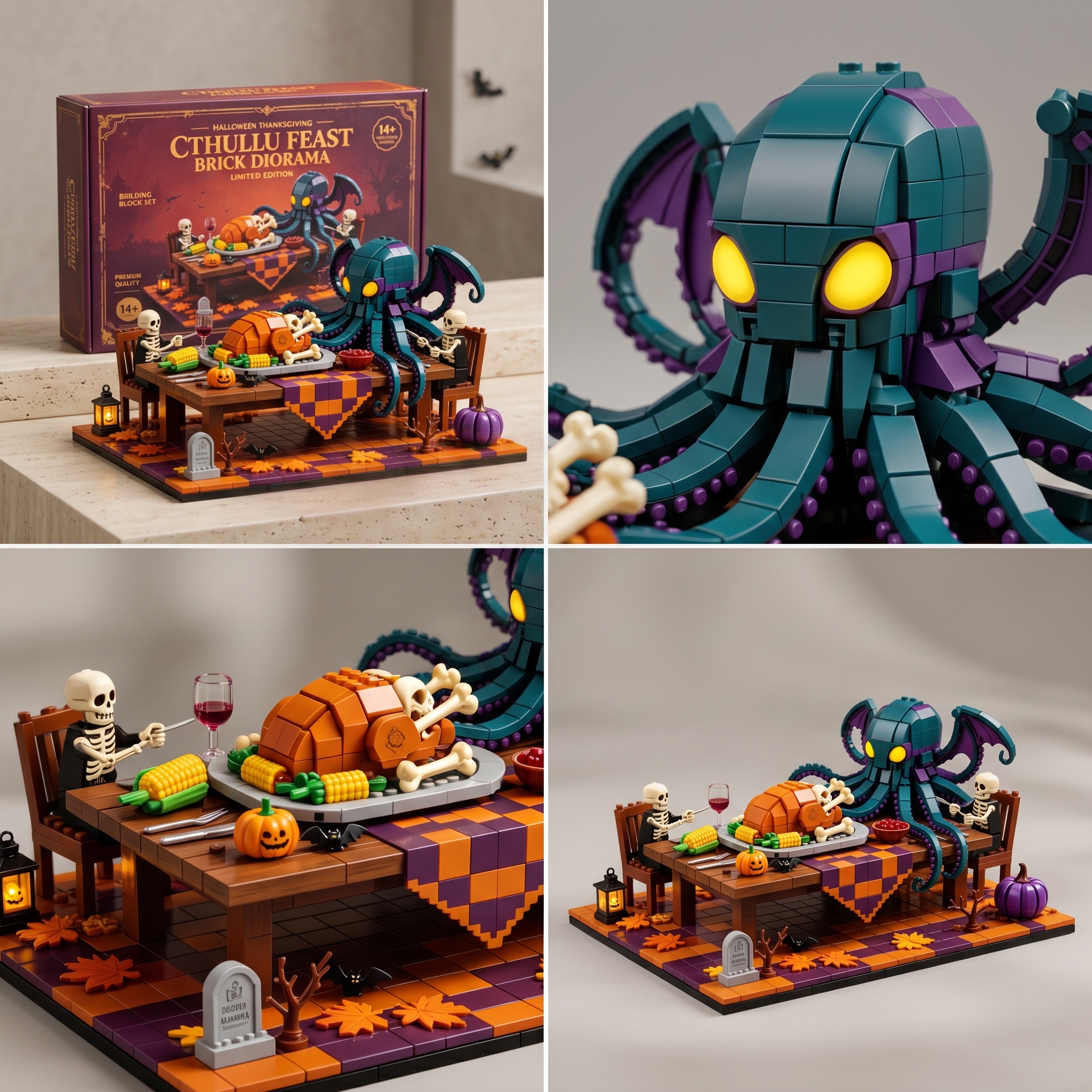 Cthulhu Feast Diorama Halloween‑Thanksgiving Themed Build‑up Decor