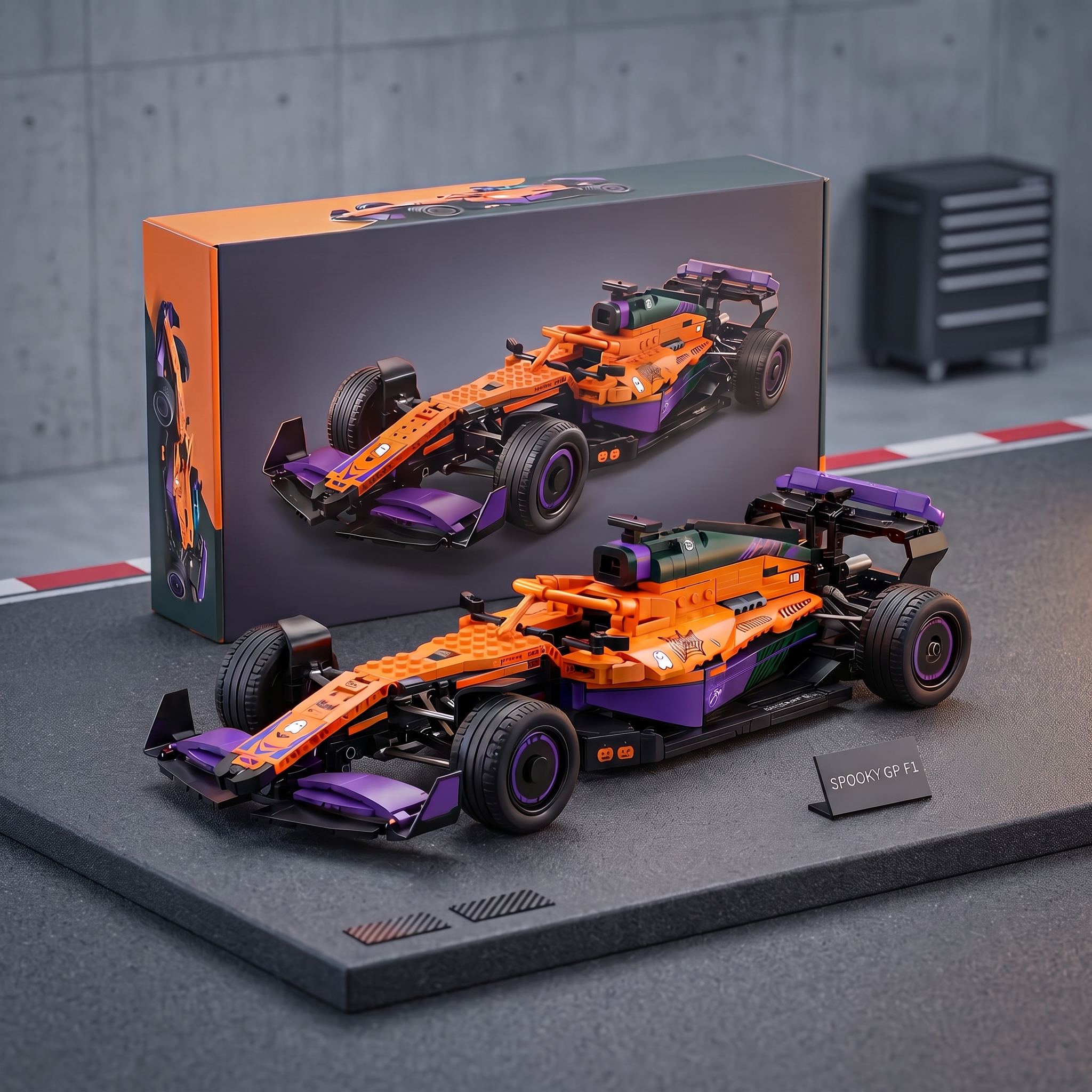 Spooky GP Race‑Car Halloween‑themed F1‑Style Build‑up Decor