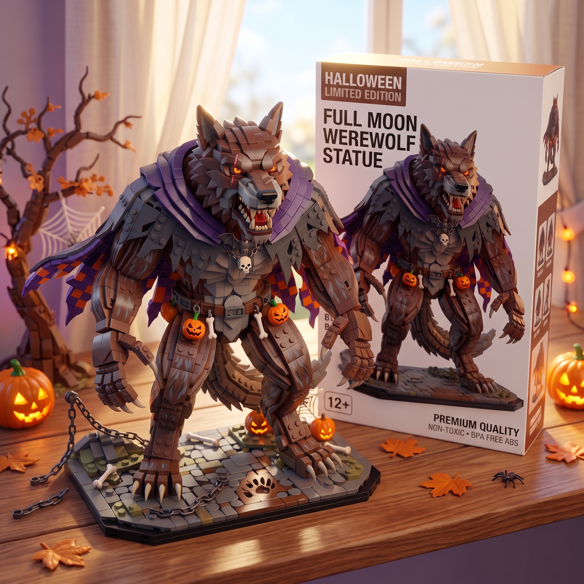 Full Moon Werewolf Statue — Halloween Limited Edition Building Block Set
