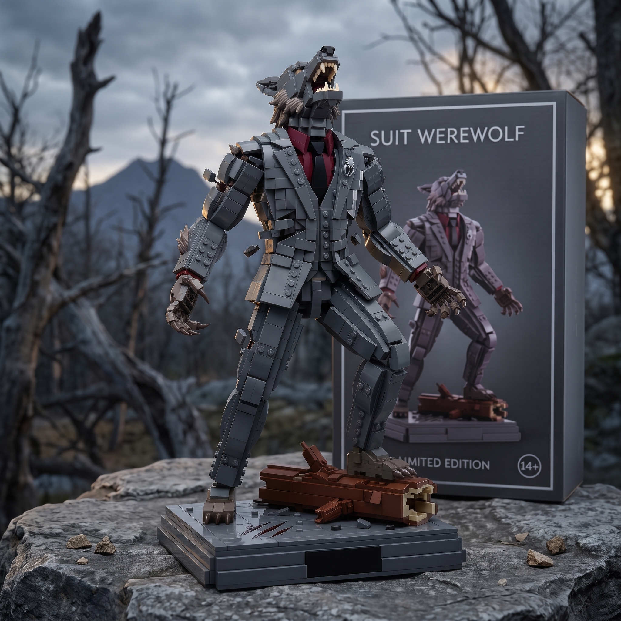 Suit‑Clad Werewolf Dark Halloween Building‑Brick Collectible Figure