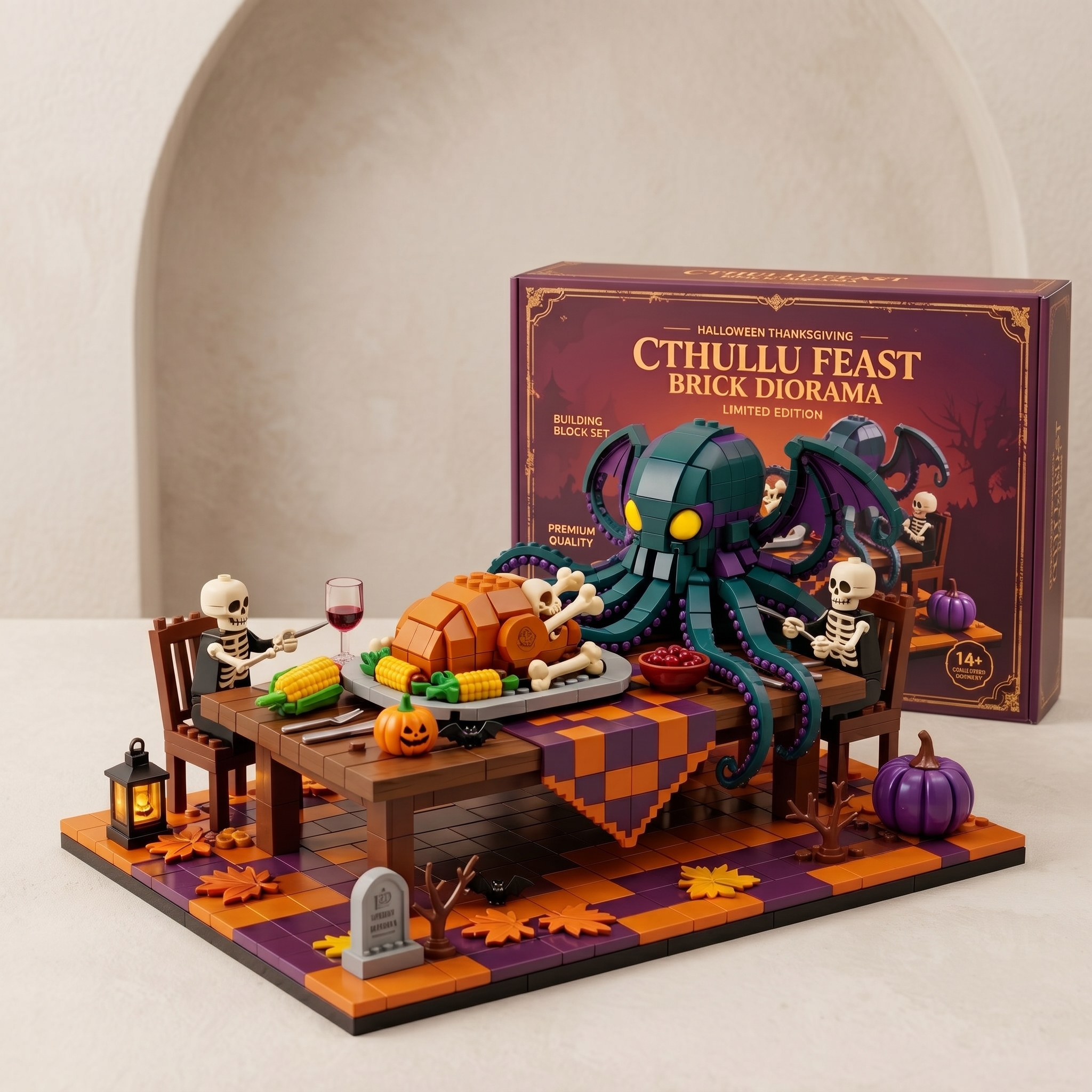 Cthulhu Feast Diorama Halloween‑Thanksgiving Themed Build‑up Decor