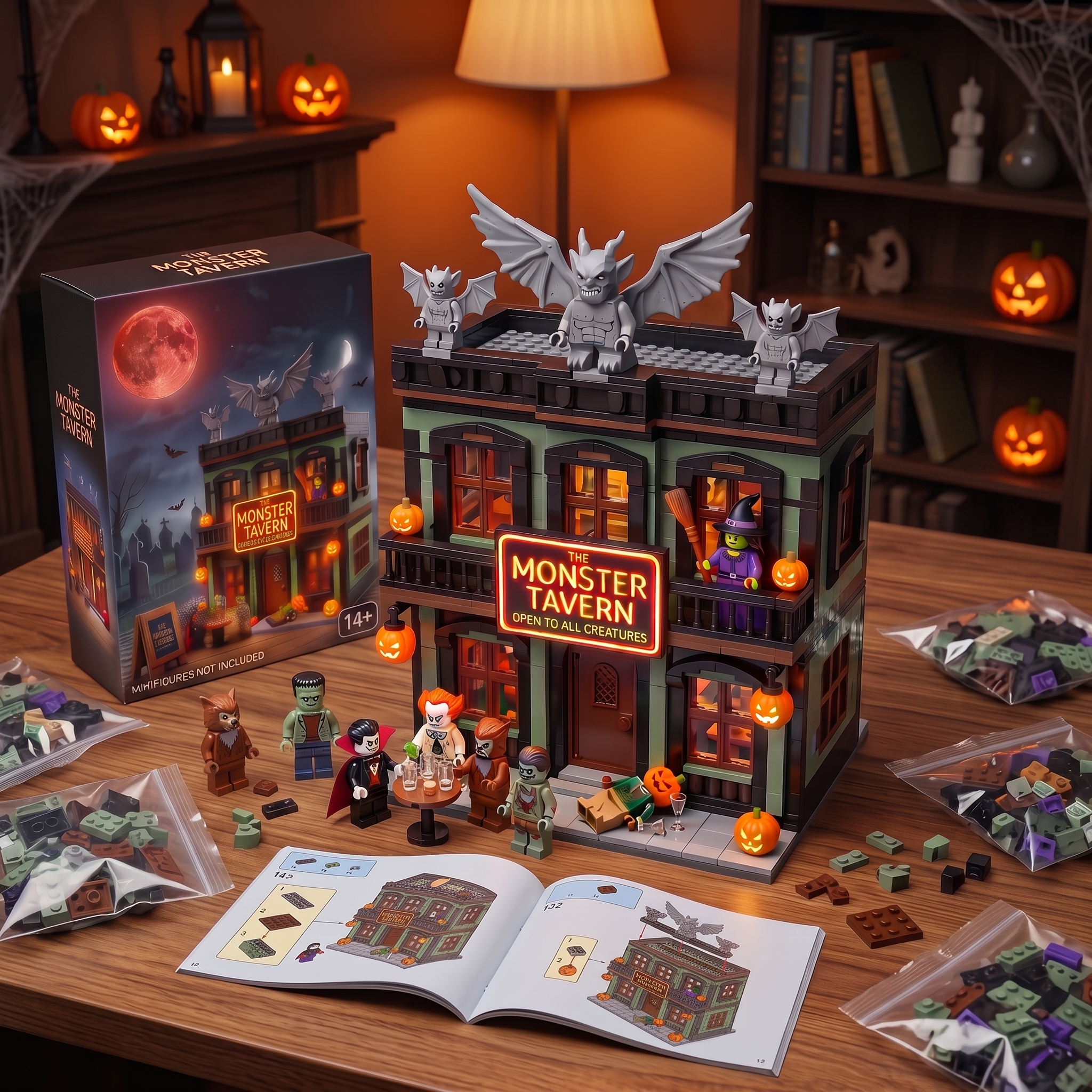 Halloween Spooky Series: The Monster Tavern Light-Up Building Block Set