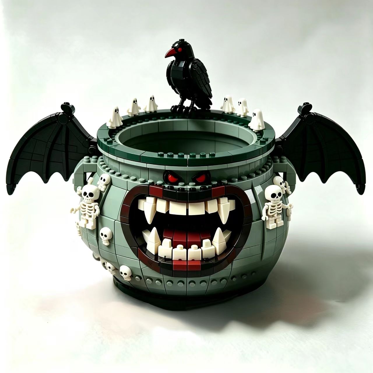 Demon Cauldron Halloween Candy Bowl Building Set