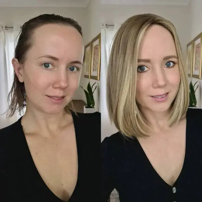 Natural Human Hair Topper | Straight Style丨Perm-able丨Silk & Lace Base | 9'' * 9'' Base丨 Give You a Brand New Look