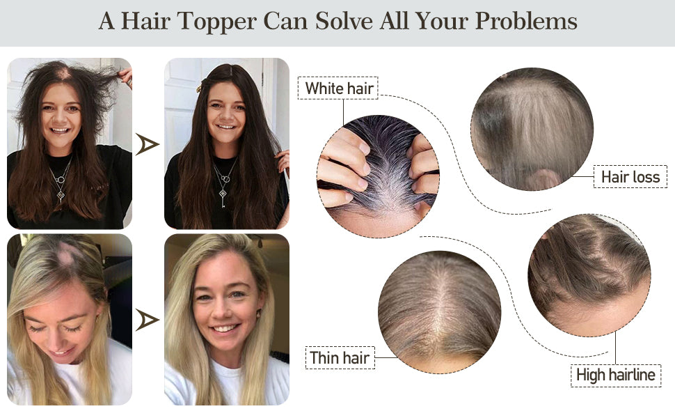 Womens Hair Topper with Clips  Hair Toppers for Thin Hair WomenColor Clip In One Piece Hair Extensions