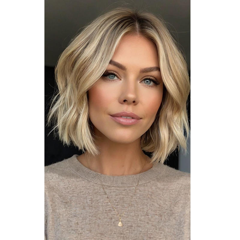 【HOT SALE】| Shaggy Wavy Bob | Balayage | Layered hair Natural Hair Topper | Can Be Hot Roll and Dyed | Add Hair Volume Instantly | Easy to wear