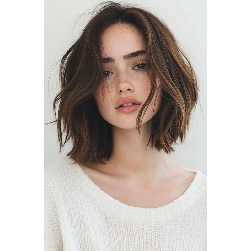 【HOT SALE】| Shaggy Wavy Bob | Balayage | Layered hair Natural Hair Topper | Can Be Hot Roll and Dyed | Add Hair Volume Instantly | Easy to wear