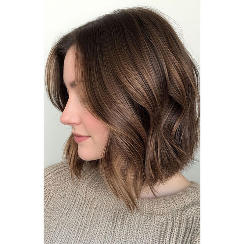 【HOT SALE】| Shaggy Wavy Bob | Balayage | Layered hair Natural Hair Topper | Can Be Hot Roll and Dyed | Add Hair Volume Instantly | Easy to wear