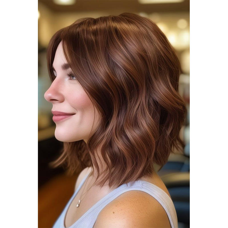 【HOT SALE】| Shaggy Wavy Bob | Balayage | Layered hair Natural Hair Topper | Can Be Hot Roll and Dyed | Add Hair Volume Instantly | Easy to wear