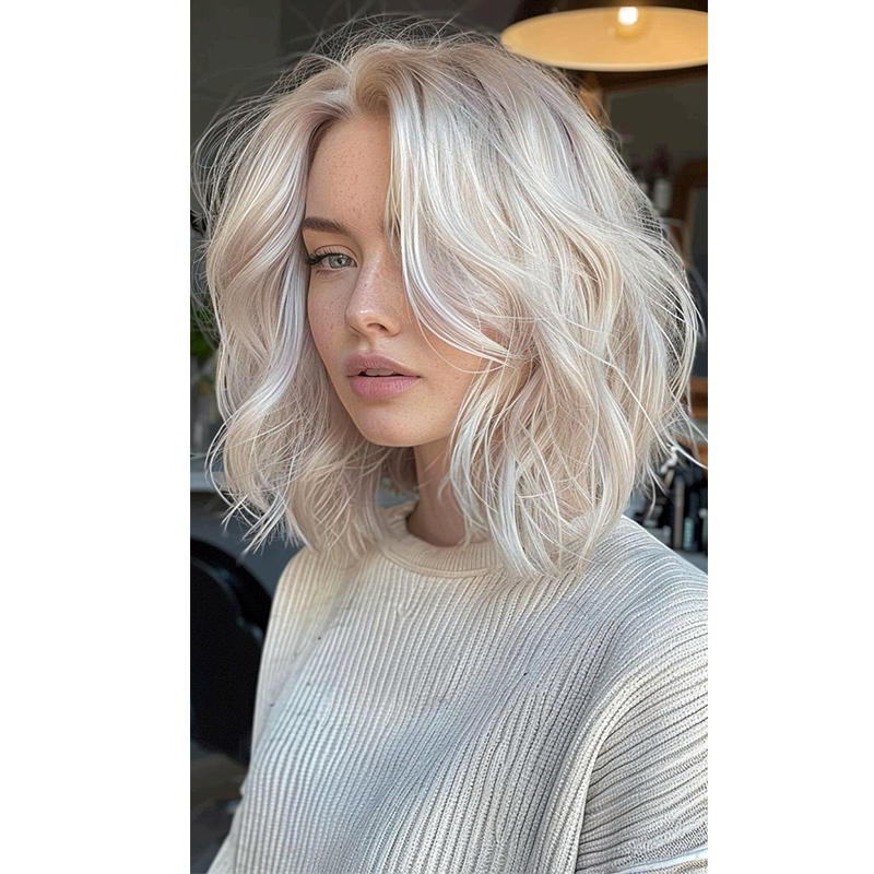 【HOT SALE】| Shaggy Wavy Bob | Balayage | Layered hair Natural Hair Topper | Can Be Hot Roll and Dyed | Add Hair Volume Instantly | Easy to wear