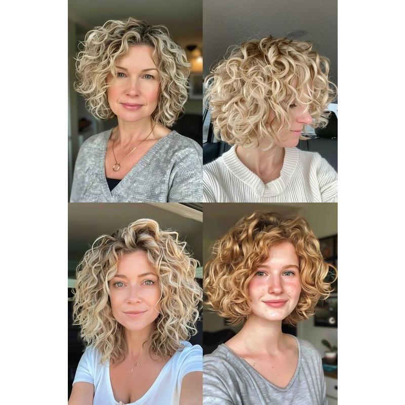 【HOT SALE】Short curly hair topper 2C | Natural and soft hair | 08-16 inch | 10 colors | Breathable Silk Base | Natural seamlike human scalp