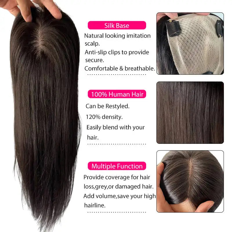 Womens Hair Topper with Clips  Hair Toppers for Thin Hair WomenColor Clip In One Piece Hair Extensions