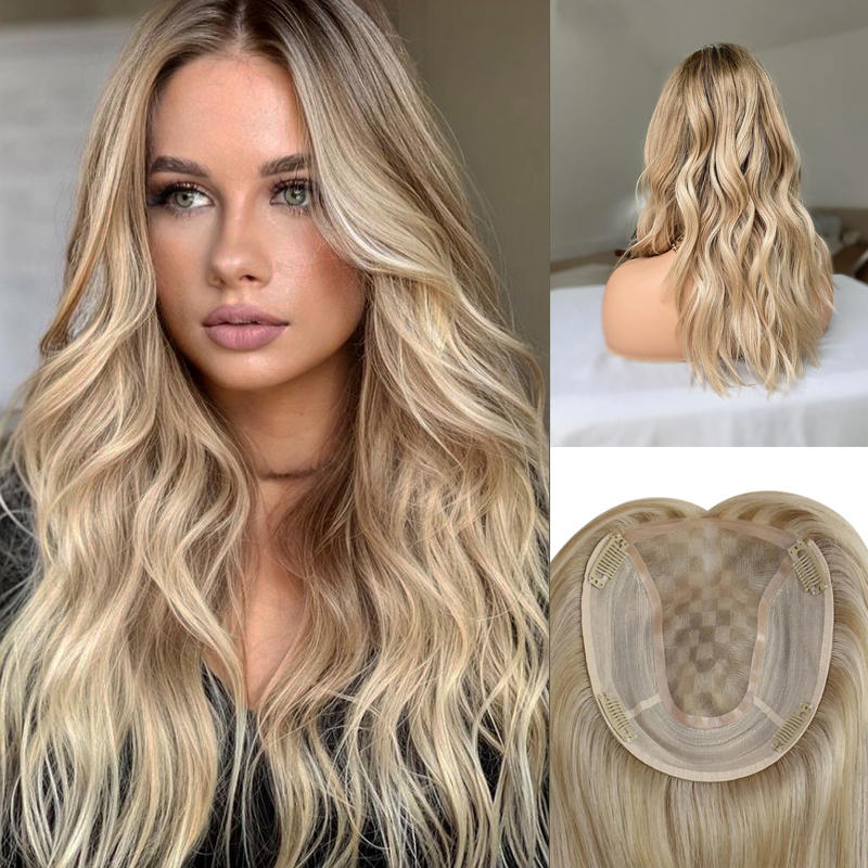 【HOT SALE】Ocean Wave Long hair topper | Natural and soft hair | 12-24 inch | 27 colors | Breathable Silk Base | Natural seamlike human scalp